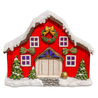PRE-ORDER White Christmas Tabletop Barn with Lights 16293