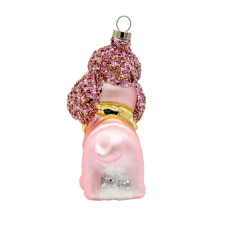 Pink Poodle Pup Christmas Ornament