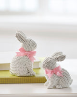 Raz Easter 5.25" White Woven Bunnies with Bows 4511174