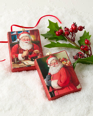 Jolly Santa Glass Delivery Rectangle Ornament 4524816