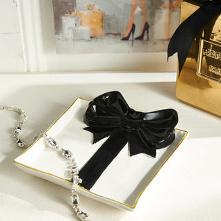 Pre-Order Black Bow 8" Gift Trinket Plate 4623023