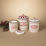 Pre-Order Metal Enamel  Gingerbread Christmas Holiday Containers w/ Lids 2604670