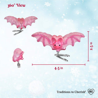 Pre-Order Halloween Shimmering Pink Bat Ornament 26105