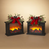 Pre-Order Gerson 10.8" Lighted Fireplace with Floral Accent w/Timer Set 2659110