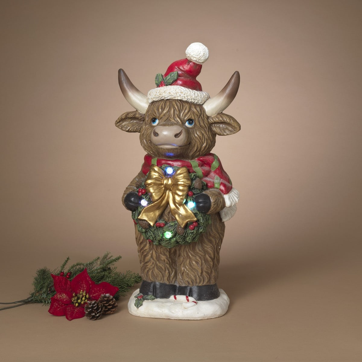 Pre-Order Gerson Large 26.7" Lighted Magnesium Holiday Highland Cow w/ Timer 2794850