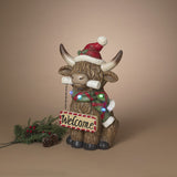 Pre-Order 13.3"H Lighted Magnesium Holiday Highland Cow w/ Timer 2794860