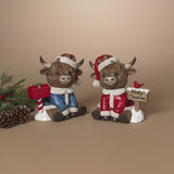 Pre-Order 7.2"H Resin Holiday Highland Cows Merry Christmas cardinal  Set 2795080