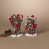 Pre-Order 7.4"H Resin Holiday Highland Cow Holding Sign Set Noel Joy 2795110