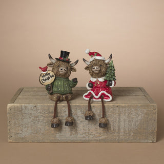 Pre-Order 3.9"H Resin Holiday Highland Cow Shelf Sitter Set 2795190