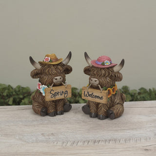 Pre-Order Resin Highland Cow with Spring Sign Set 2822650