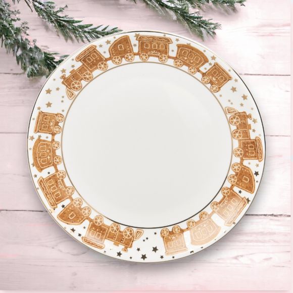 December Diamonds 10 in Gingerbread Train Dinner Plate 29-29941