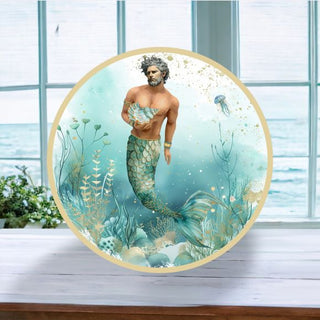 Coastal Merman with Turtle Seashell Dinner Plate 29-30016 A Mermaids Tale