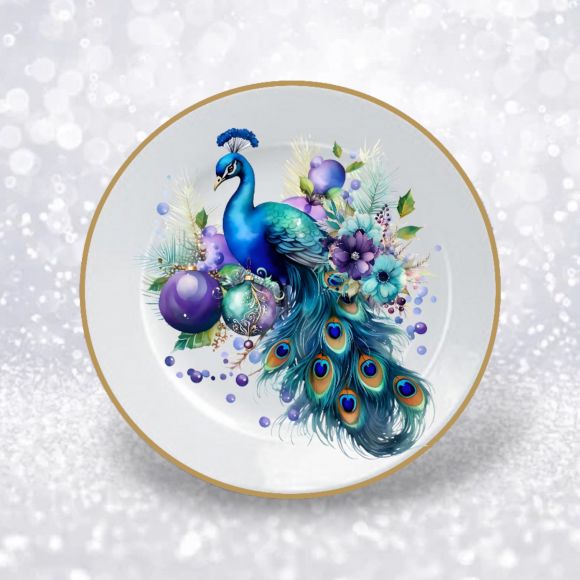 PRE-ORDER December Diamonds 10 in Peacock Christmas Dinner Plate  29-30214