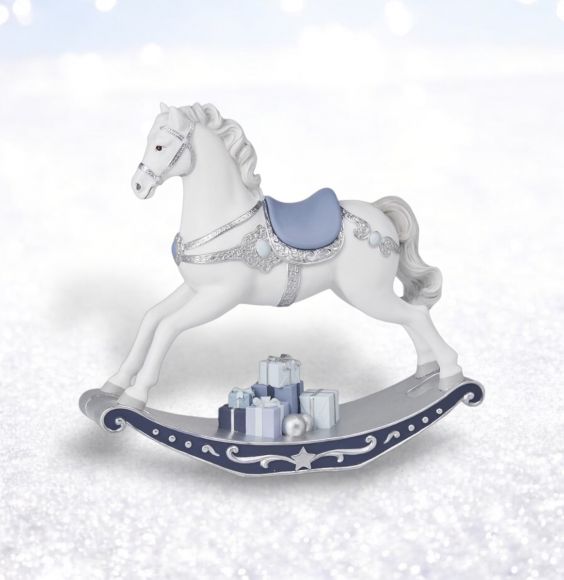 PRE-ORDER December Diamonds 10in Blue/White Rocking Horse -Blue Nutcracker Suite 29-30231