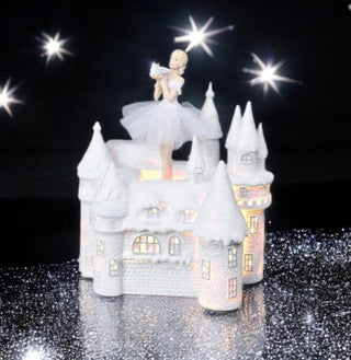 December Diamonds 11.5in LED Rotating Ballerina Castle -Blue Nutcracker Suite 29-30255