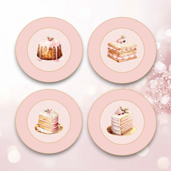 PRE-ORDER December Diamonds 6 in Pink Cake Dessert Plate Set 29-30393