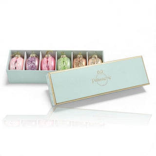 Pre-Order Set / 6 Teal Boxed Macaron Ornament Set 29-30603
