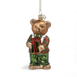 December Diamonds 5in Bear Kid w/Present Ornament 29-30732