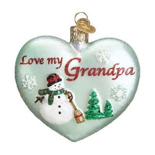 Pre-Order Love My Grandpa Snowman Heart Ornament 30044