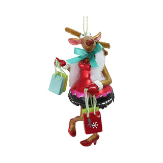 Whimsical Shopping Female Reindeer Ornament