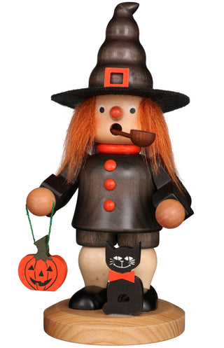 Christian Ulbricht Halloween witch with pumpkin and cat Mini Smoker 35-944