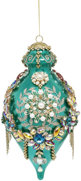 King's Jewel Fancy Finial Ornament Teal