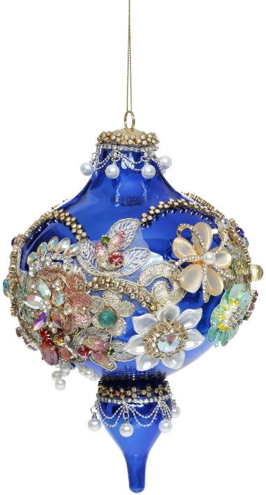 King's Jewel Fancy Finial Ornament Blue