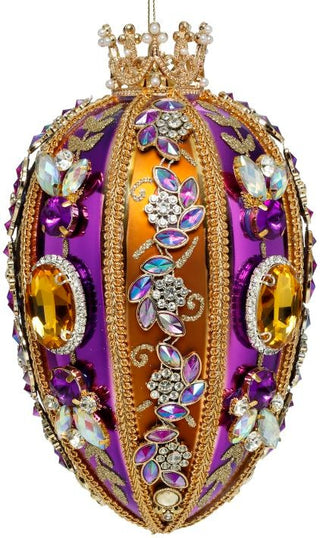 Pre-order Faberge Jewel Egg Ornament , Copper/Purple - 7.5 Inches