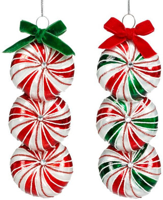 PRE-ORDER Candy Ribboned Peppermint Ornament Set 36-54412