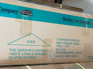 Pre-Lit 7.5' Pink Tuscany Tinsel Christmas Tree