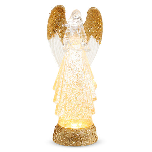 PRE-ORDER Raz 13" LIGHTED ANGEL WITH GOLD SWIRLING GLITTER