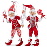 PRE-ORDER Raz 16" Make it Merry Candy Red Striped Elf