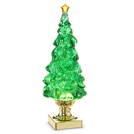 Raz 14" Green Lighted Swirling Glitter Tree