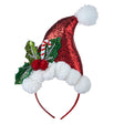 Santa Hat Headband with Holly Berry and Candy Cane