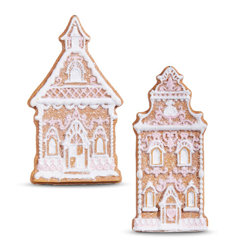 Raz 4" PINK WHITE FROSTED GINGERBREAD CHURCH ORNAMENT 4310202