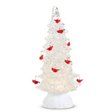 Raz 12" or 15" Lighted Tree with Cardinal Ornaments and Swirling Glitter