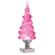 RAZ 14" Lighted Pink Tree With Swirling Glitter Battery Timer Christmas Silver