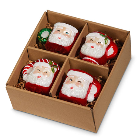 RAZ Imports 2.75" BOX OF SANTA MUG ORNAMENTS-4352887