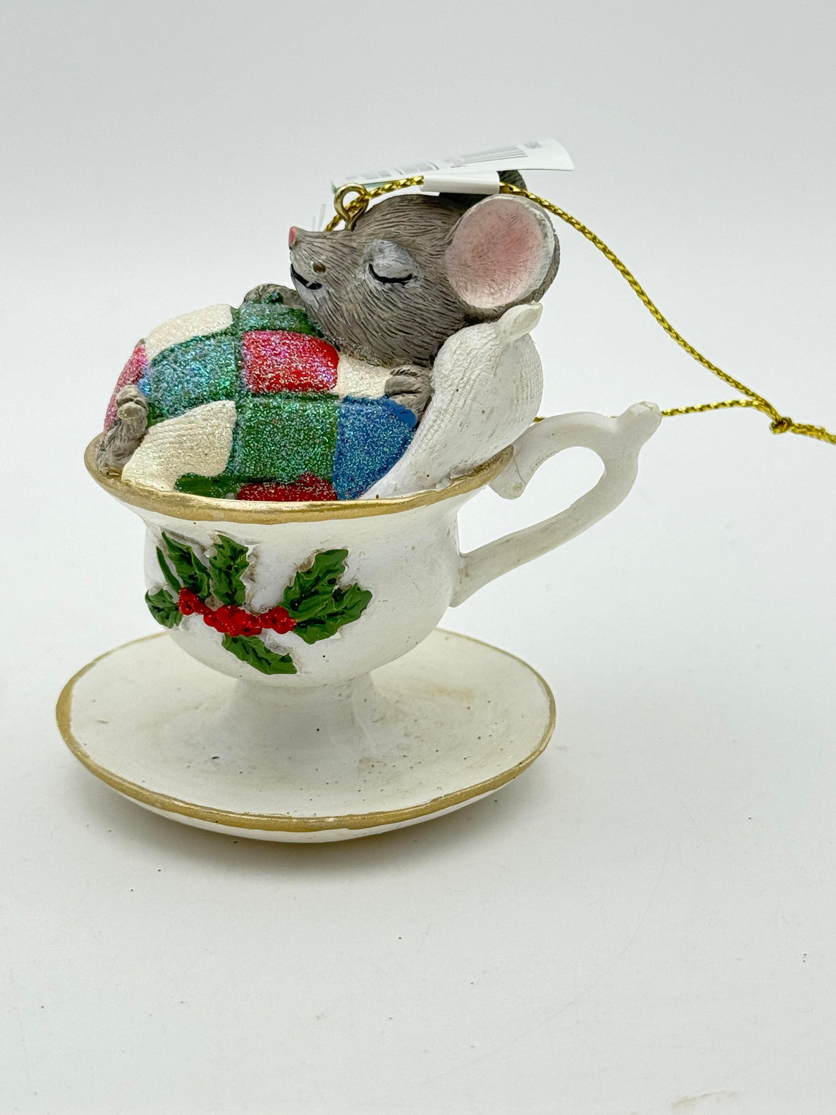 Nostalgic Mouse With Teacup Christmas Holiday Ornaments