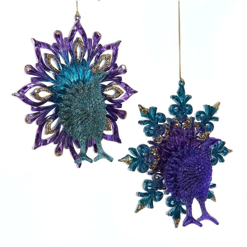 Kurt Adler 5.5" Peacock Ornament Set of 2