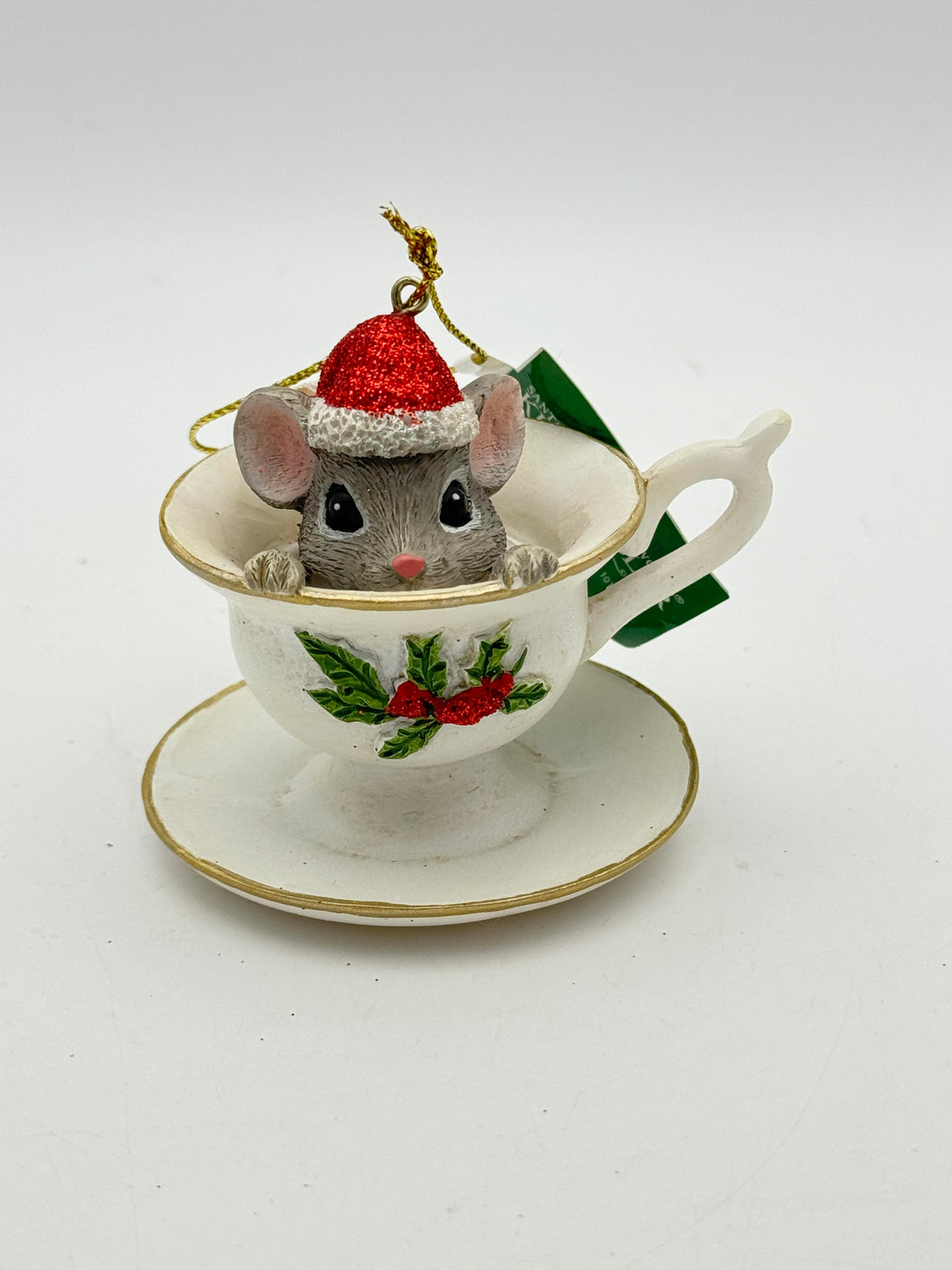 Nostalgic Mouse With Teacup Christmas Holiday Ornaments