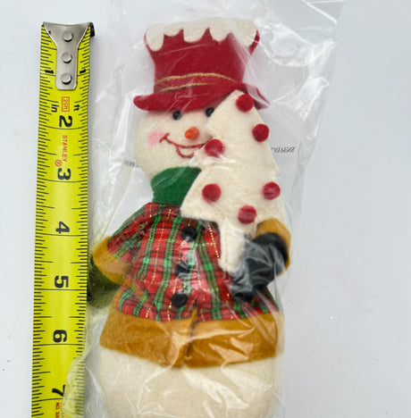 Plaid Snowman Ornament Set of 2