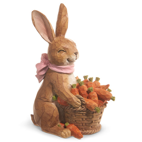 9.25" Bunny with Basket of Carrots