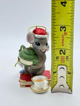 Nostalgic Mouse With Teacup Christmas Holiday Ornaments