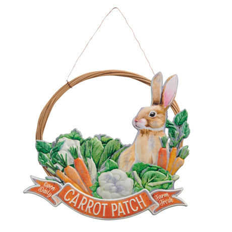 RAZ Imports 14.25" Carrot Patch Bunny Wreath Wall Art