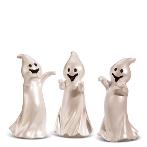 PRE-ORDER Raz 6.5" Pearlescent Smiling Ghost Set 4412118