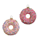 Raz 4" Pink Iced Donut Glass Christmas Ornament