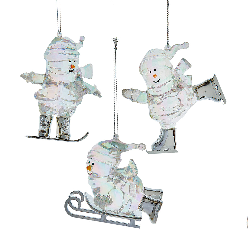 Kurt Adler 3-4" Opalescent Snowman Ornament Set of 3 2024