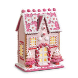 Raz 13" Lighted Pink Christmas Gingerbread House Decoration