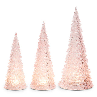 Raz 15.5" Set of 3 Lighted Pink Christmas Trees 4416231-R39